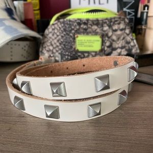 Studded leather Sonia belt from AllSaints size M/L in Roe White